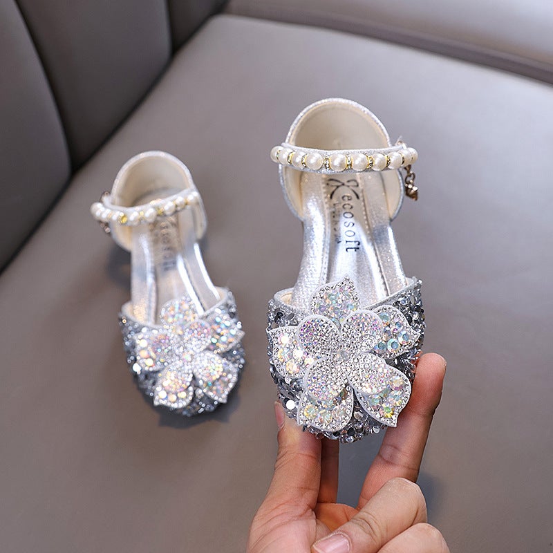2026 Autumn New Style Elegant Baby Girls Princess Diamond Single Shoes Leather Shoes Dance Performance Shoes With Flowers - Image 3
