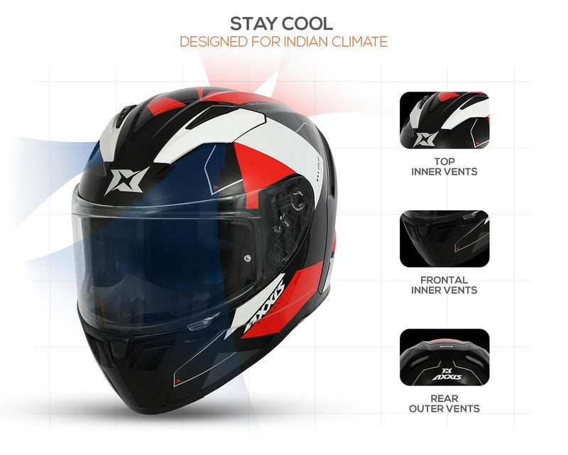 AXXIS Segment Switch Full Face Helmet | ISI & DOT Certified | Anti-Scratch Visor | Lightweight Polycarbonate Shell | Aerodynamic Design | Removable Padding | Micrometric Buckle (Red, L) - Image 3