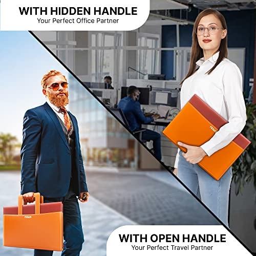 FEDUS Files for Documents 10 Leafs Foolscap Size (Bigger Than A4 Size) 4 Ring File with Hidden Handle Multipurpose Leatherette Portfolio Professional Executive Document File Folder for certificates - Image 3