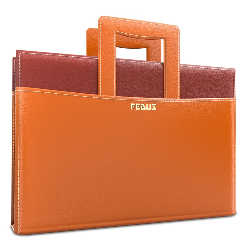 FEDUS Files for Documents 10 Leafs Foolscap Size (Bigger Than A4 Size) 4 Ring File with Hidden Handle Multipurpose Leatherette Portfolio Professional Executive Document File Folder for certificates - Image 1
