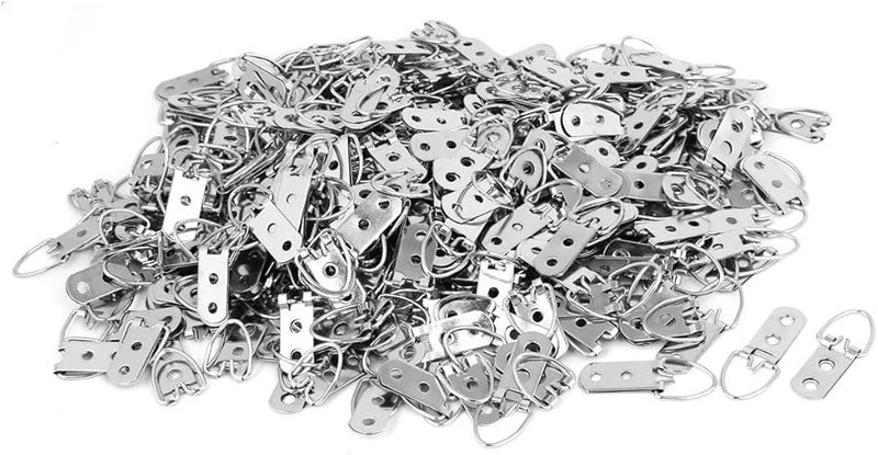 حلقات معدنية مزدوجة الثقب على شكل حرف D لتعليق الصور، 500 قطعة باللون الفضي - Image 1