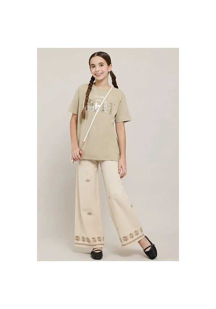 R&b Sequined T-Shirt with Crew Neck and Short Sleeves