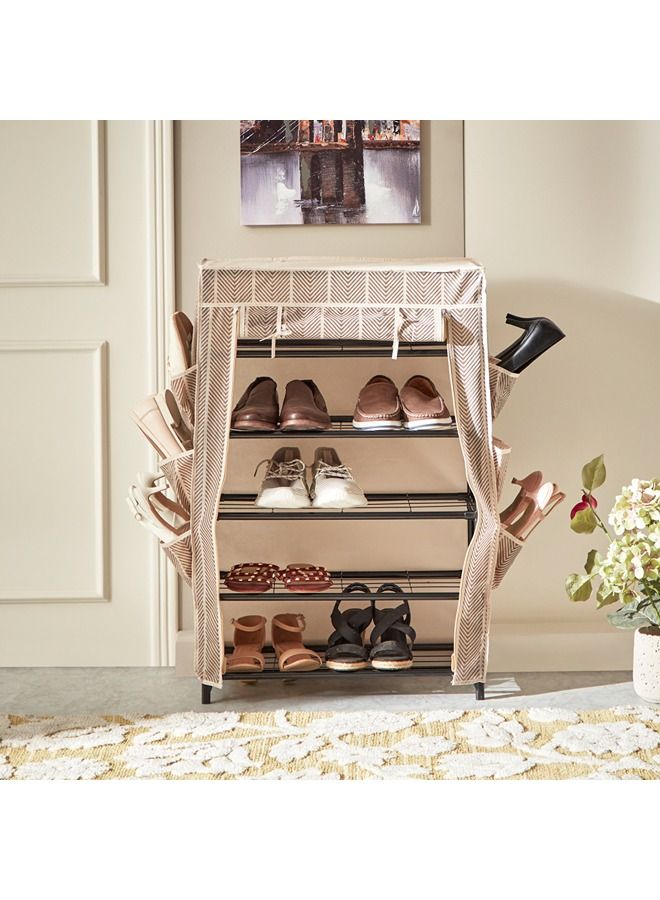 Home Box Ebase 5-Tier Shoe Rack Organizer With Cover 61x90x30 cm - Image 2