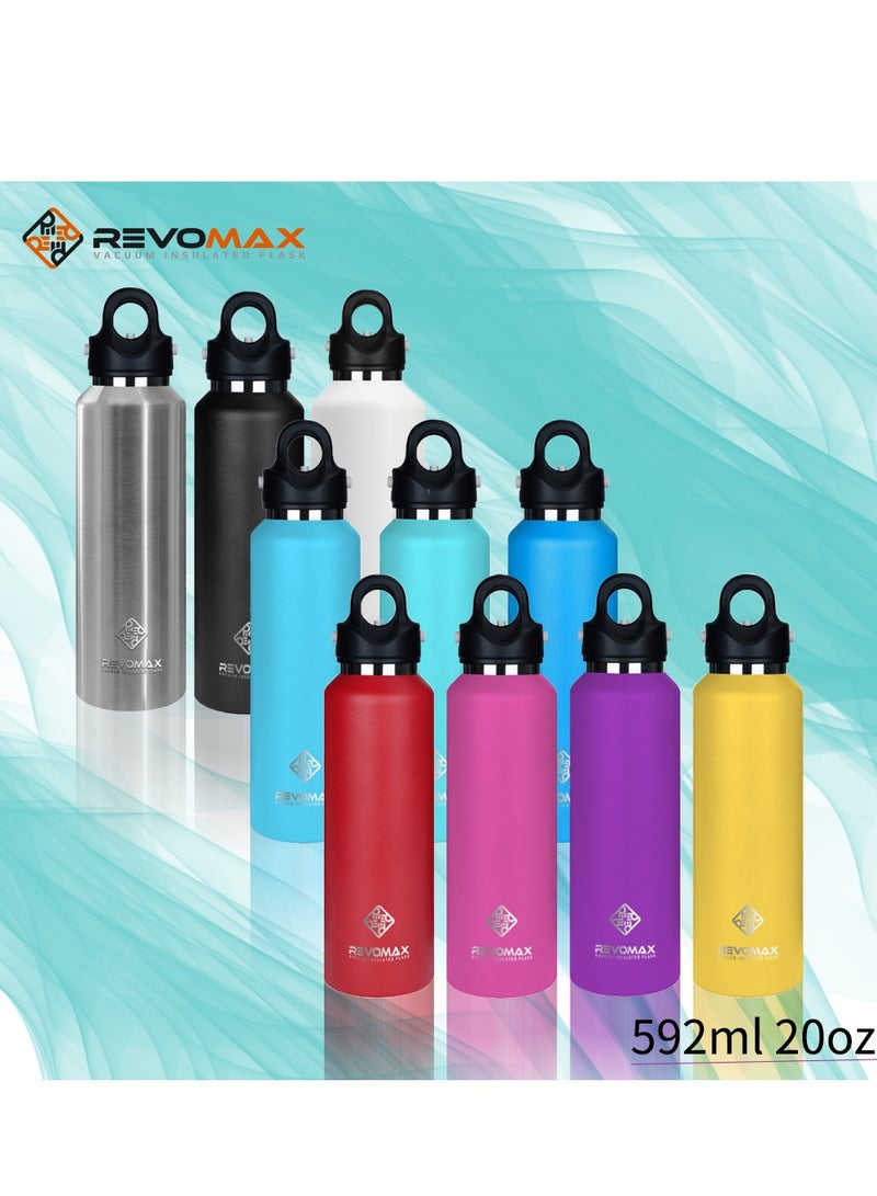 RevoMax Revomax vacuum Insulated Flask with Twist Free CAP, open & close with one hand in one second Sand Beige. 20oz/ 592ml - Image 3