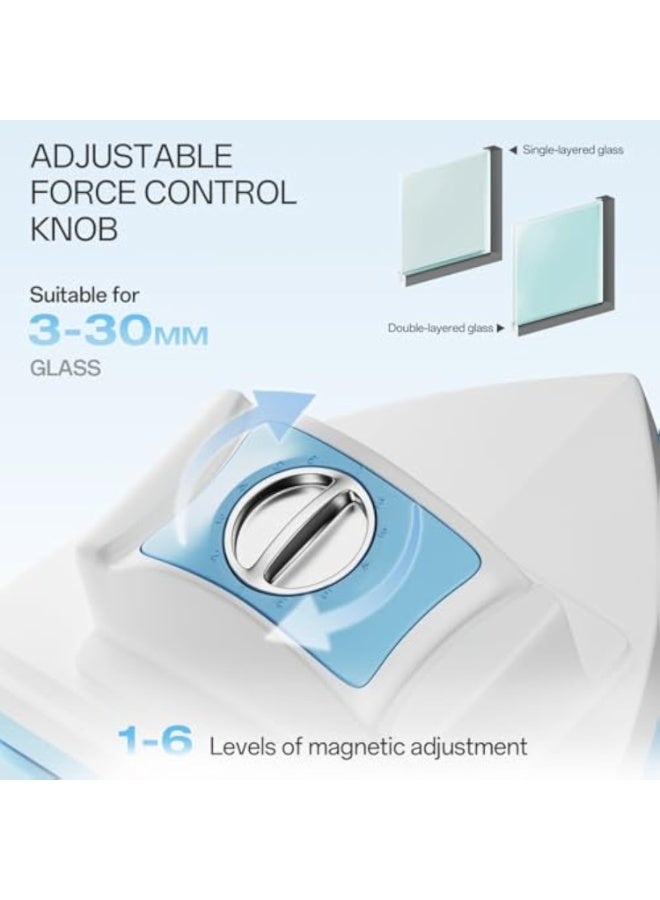 Arabest Magnetic Window Cleaner Double-Sided Glass Wiper, Adjustable Magnetic Force Window Washing Tool for High-Rise Single/Double Glazed Windows Fits 0.1''–1.2'' (3–30mm) with 2 Pc Grey Microfiber Cloth - Image 4