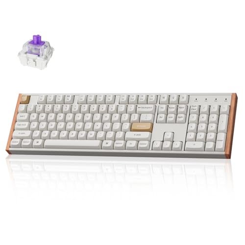 Keychron K10 HE Hall Effect Keyboard Gateron DoubleRail Nebula Magnetic Switch FullSize TriMode Wireless Keyboard with Rapid Trigger Adjustable Actuation RGB Aluminum Wood Frame White - Image 1