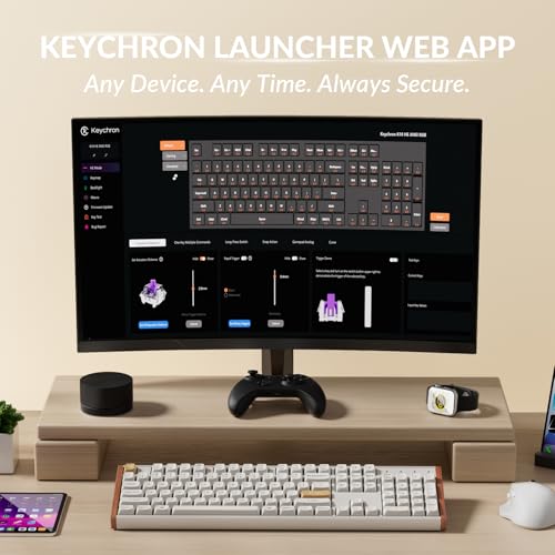 Keychron K10 HE Hall Effect Keyboard Gateron DoubleRail Nebula Magnetic Switch FullSize TriMode Wireless Keyboard with Rapid Trigger Adjustable Actuation RGB Aluminum Wood Frame White - Image 3