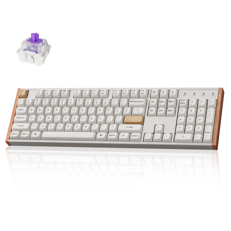 Keychron K10 HE Hall Effect Keyboard Gateron DoubleRail Nebula Magnetic Switch FullSize TriMode Wireless Keyboard with Rapid Trigger Adjustable Actuation RGB Aluminum Wood Frame White - Image 2