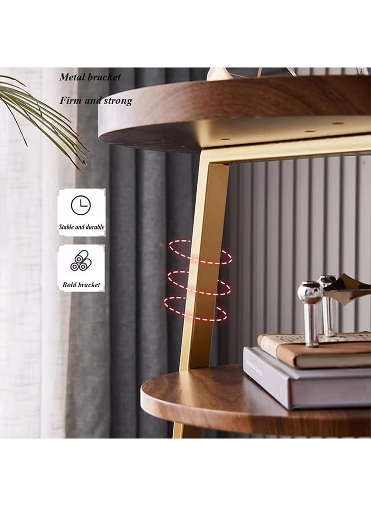 ZUCNG ZUCNG 3 Tier Round Wooden Side Table End Table with Metal Frame, Accent Table Nightstand Bedside Table for Living Room Bedroom Small Spaces, Easy Assembly, Rustic Brown&Gold  - Image 3