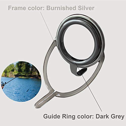 THKFISH Fishing Rod Guides Fishing Rod Repair Kit Baitcasting/Spinning Rod Guides Ceramics Stainless Steel Carbon Guide Repair Burnished Silver- Frame 75pcs - Image 2