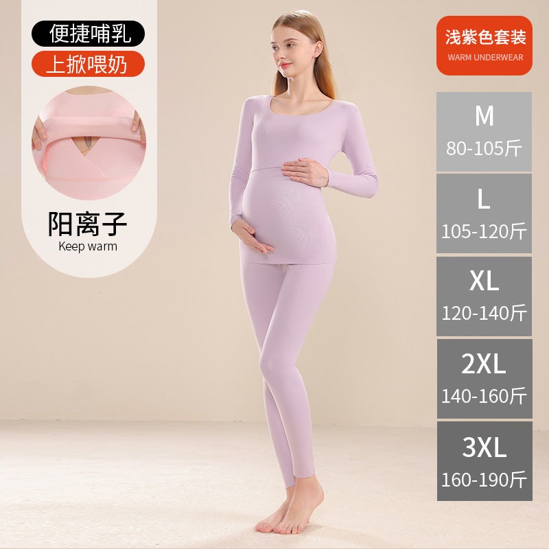 Pregnant Womens Autumn Trousers German Velvet Inner Wear Autumn and Winter Early, Middle and Late Pregnancy plus size Leggings Womens Warm Line Pants Pants Pajama Pants 668 purple suit 