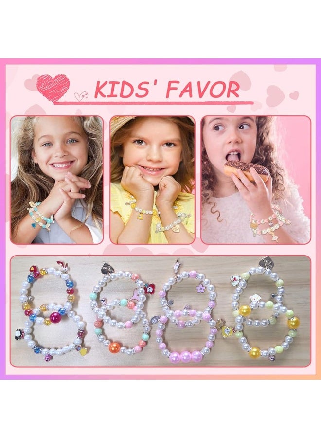 PinkSheep Princess Bracelets 10 PS for Kids Girls Pearl Bead Bracelets Teen Jewelry Set Party Favor Costume Princess Pretend Play - Image 3