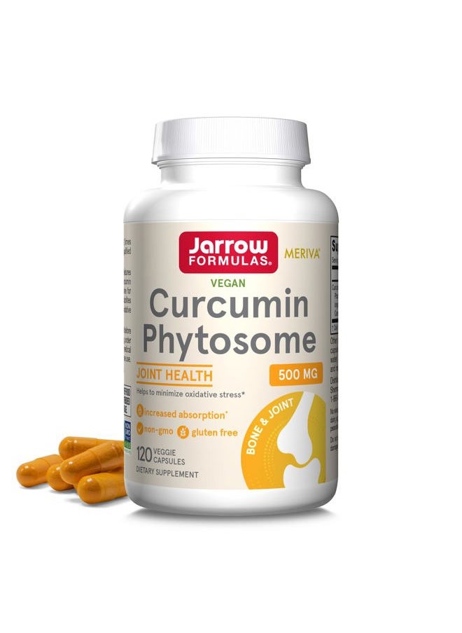 jarrow formulas Curcumin Phytosome 500 mg - 120 Veggie Capsules - Formulated with Meriva - Antioxidant Support Supplement - Joint Health & Support - 60 Servings  - Image 1