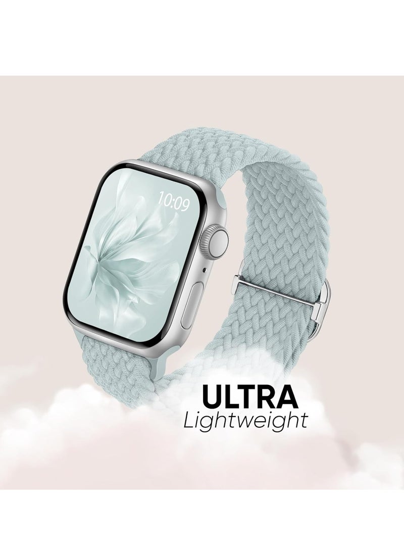 6 Pack Braided Stretchy Bands Compatible with Apple Watch Band 38mm 40mm 41mm 42mm Women Men, Adjustable Nylon Solo Loop Elastic Straps for iWatch Series 10 9 8 7 6 5 4 3 SE Ultra - Image 4