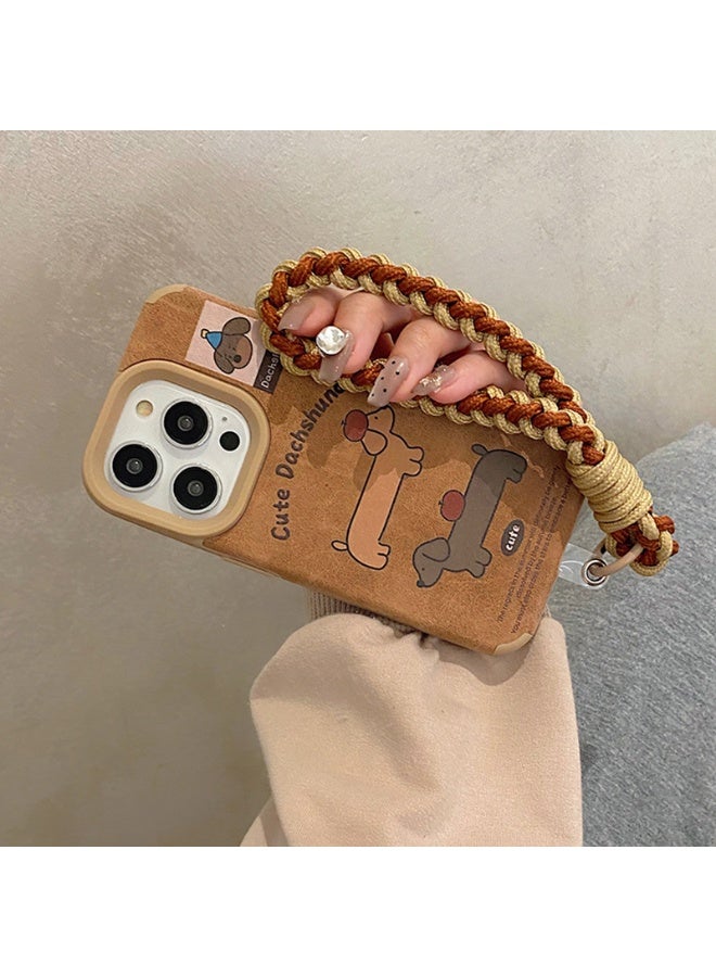 NIBEMINENT Protective TPU Case Cover For iPhone 17 Pro, Two Apple Sausage Dogs With Leash - Image 3