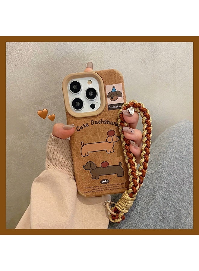 NIBEMINENT Protective TPU Case Cover For iPhone 17 Pro, Two Apple Sausage Dogs With Leash - Image 1