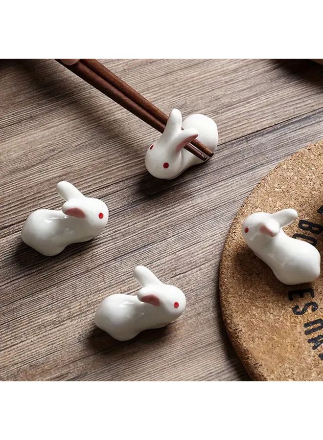 White Ceramic Rabbit Chopstick Holder Creative Spoon Fork Kitchen Rest Rack - Image 4