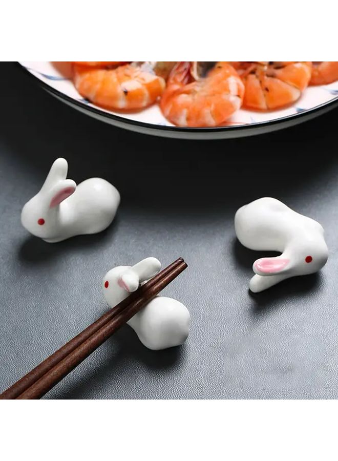 White Ceramic Rabbit Chopstick Holder Creative Spoon Fork Kitchen Rest Rack - Image 2