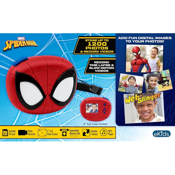 eKids Spiderman Kids Camera with SD Card, Digital Camera for Kids - Image 2