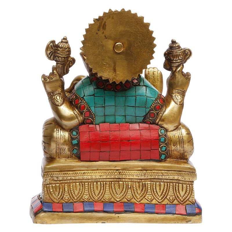 ARTVARKO Ganesha Statue Ganesh Idol Brass with Inlay Work for Home Dcor Living Room Office Murti Showpiece Religious Temple 75 - Image 4