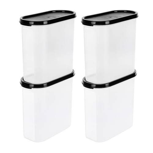 Cutting EDGE 1800ml Anti-Bacterial Modular Plastic Storage Container Set of 4, BPA-Free, Airtight Lid, Leakproof, Stackable Organizer for Pantry, Sugar, Flour & Grains (Black) - Image 3