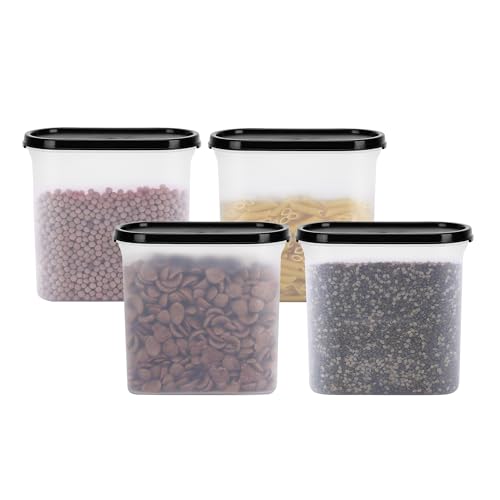 Cutting EDGE 1800ml Anti-Bacterial Modular Plastic Storage Container Set of 4, BPA-Free, Airtight Lid, Leakproof, Stackable Organizer for Pantry, Sugar, Flour & Grains (Black) - Image 1