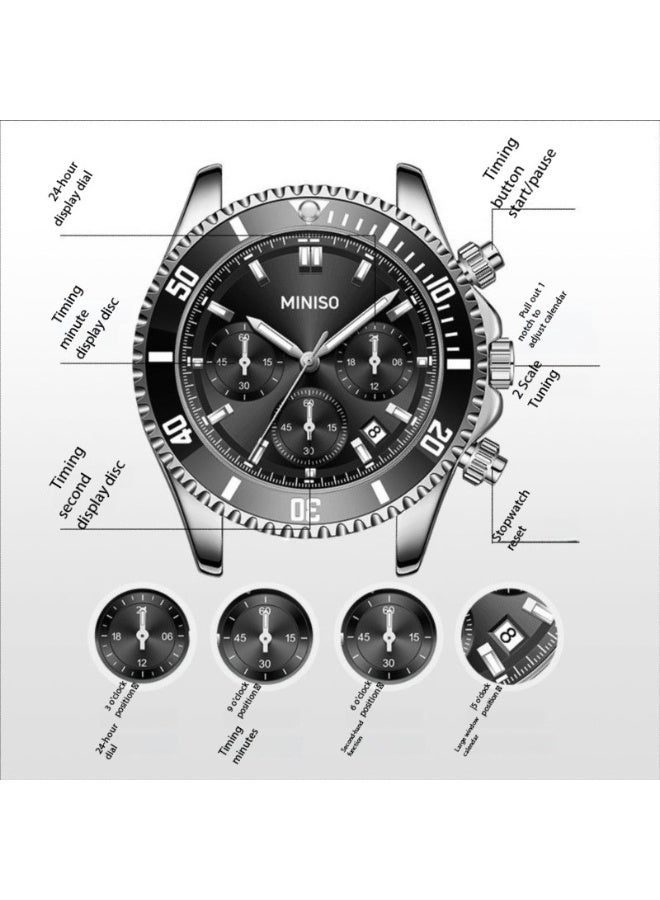Miniso Luxury Men’s Waterproof Quartz Watch Model 5569 – , 30M Water Resistant, Classic  Diver StyleLuxury Men’s Waterproof Quartz Watch Model 5569 –  30M Water Resistant, Classic  Diver Style - Image 4