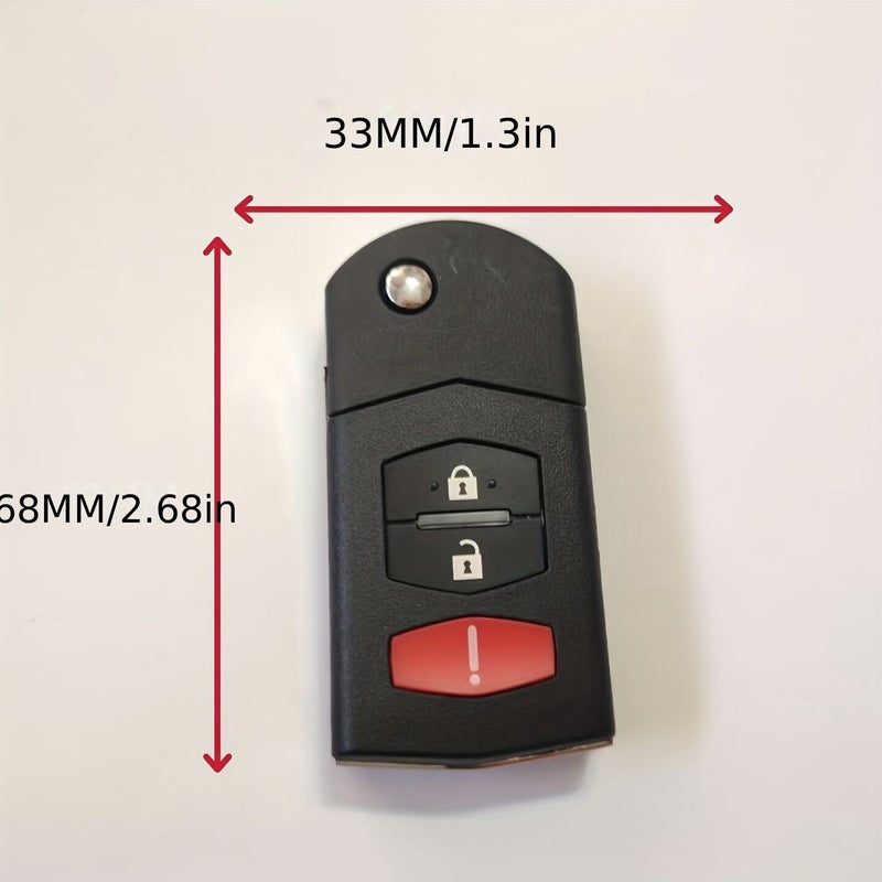 حافظة مفتاح مع حامل بطارية بثلاثة أزرار لسيارات مازدا 3، 5، 6، RX8، CX7، CX9 - Image 2