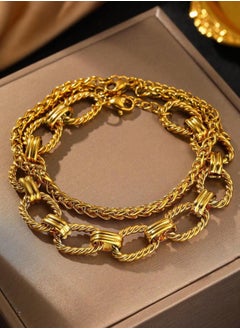 Equal 2pcs Elegant & High Quality Stainless Steel Gold Plated Bracelet Bangle For Women  - Image 3