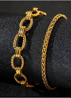 Equal 2pcs Elegant & High Quality Stainless Steel Gold Plated Bracelet Bangle For Women  - Image 2