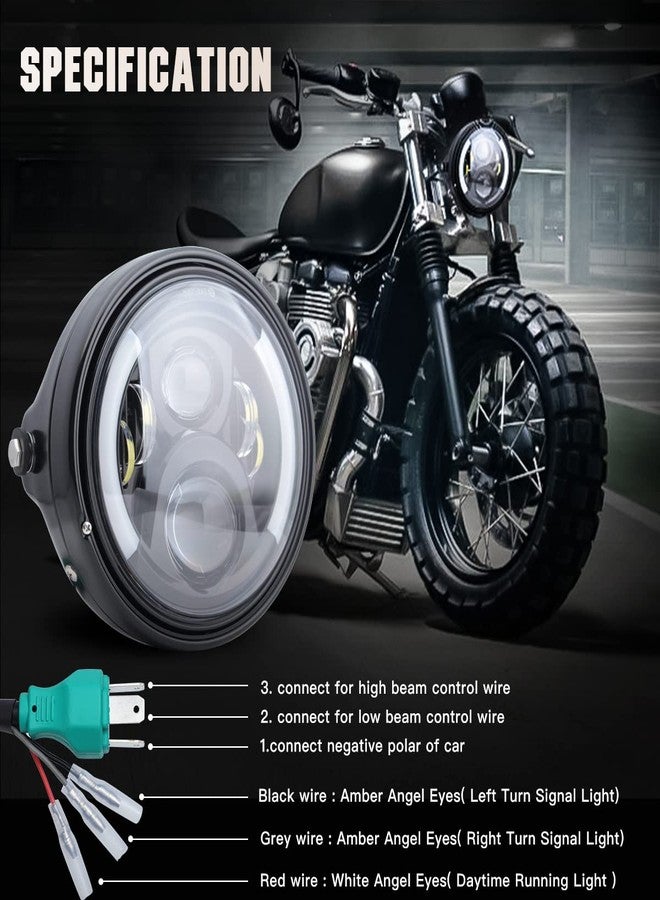 LEDOPPO 7 Inch LED Motorcycle Headlight Round with Housing Bucket Turn Signal DRL Hi/Low Beam Headlight for Harley Honda Suzuki Yamaha Kawasaki Cafe Racer Chopper Bobber Motorcycle - Image 5