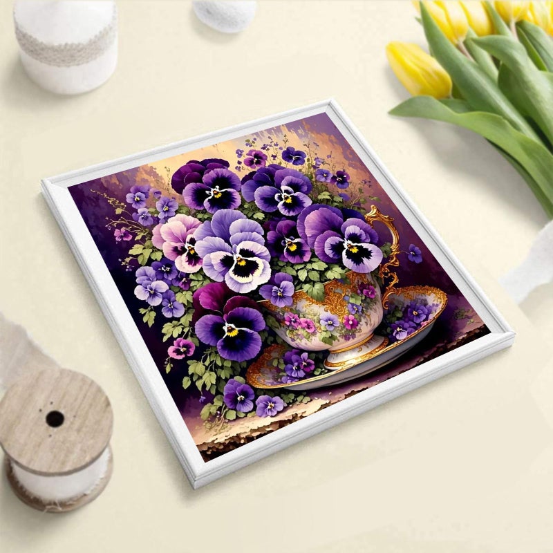 HITO Flower Paint by Numbers Kit for Adults-Paint by Number for Adults Flowers, Floral Painting by Numbers Kit on Canvas for Gift Home Wall Decor(Flower,16x16 inch) - Image 3