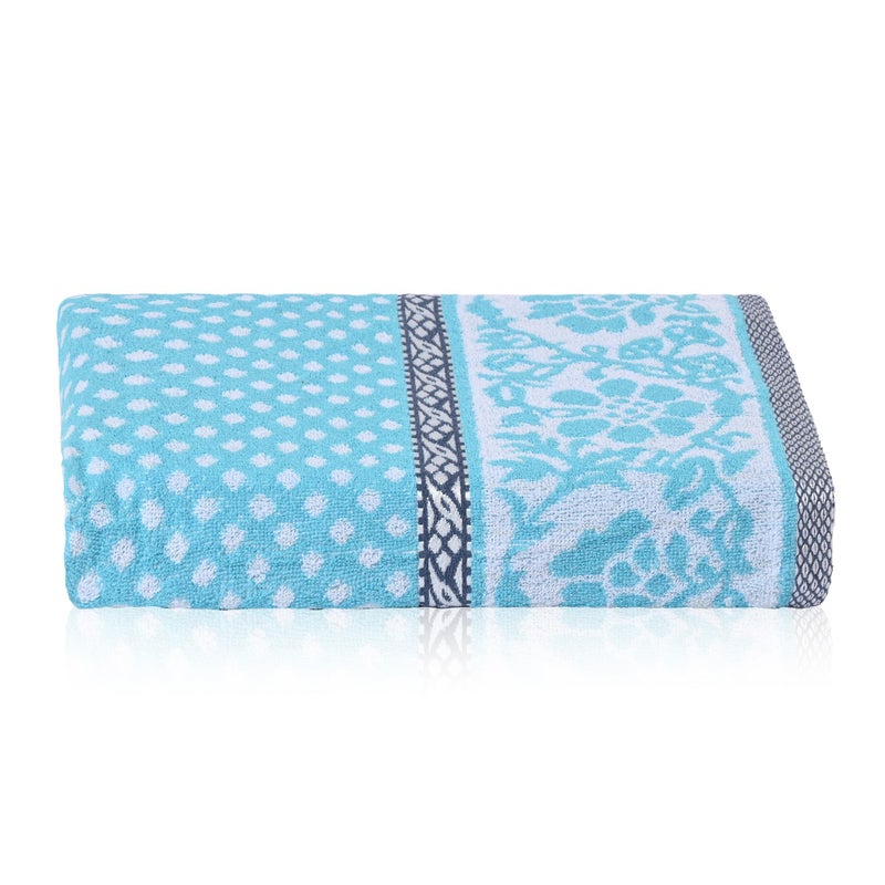 Kuber Industries Kuber Industries Set of 2 Bath Towel | Highly Absorbent Unisex Bath Towel | 144 GSM Cotton Bathroom Towel | Towel for Bath-Gym-Travel | Dot Print | 30x60 Inch | Sky Blue & Pink  - Image 2