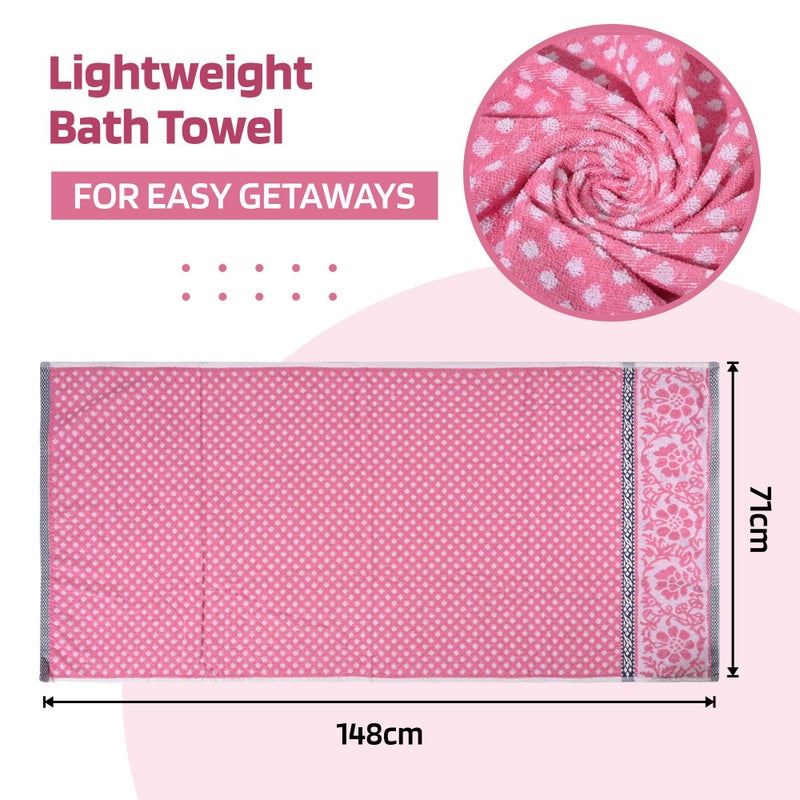 Kuber Industries Kuber Industries Set of 2 Bath Towel | Highly Absorbent Unisex Bath Towel | 144 GSM Cotton Bathroom Towel | Towel for Bath-Gym-Travel | Dot Print | 30x60 Inch | Sky Blue & Pink  - Image 3
