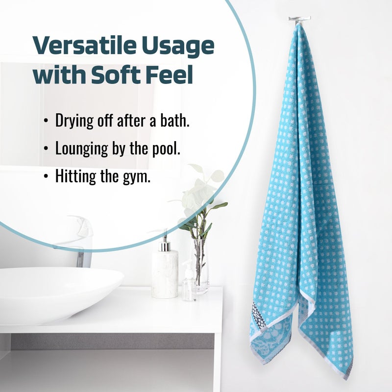 Kuber Industries Kuber Industries Set of 2 Bath Towel | Highly Absorbent Unisex Bath Towel | 144 GSM Cotton Bathroom Towel | Towel for Bath-Gym-Travel | Dot Print | 30x60 Inch | Sky Blue & Pink  - Image 4