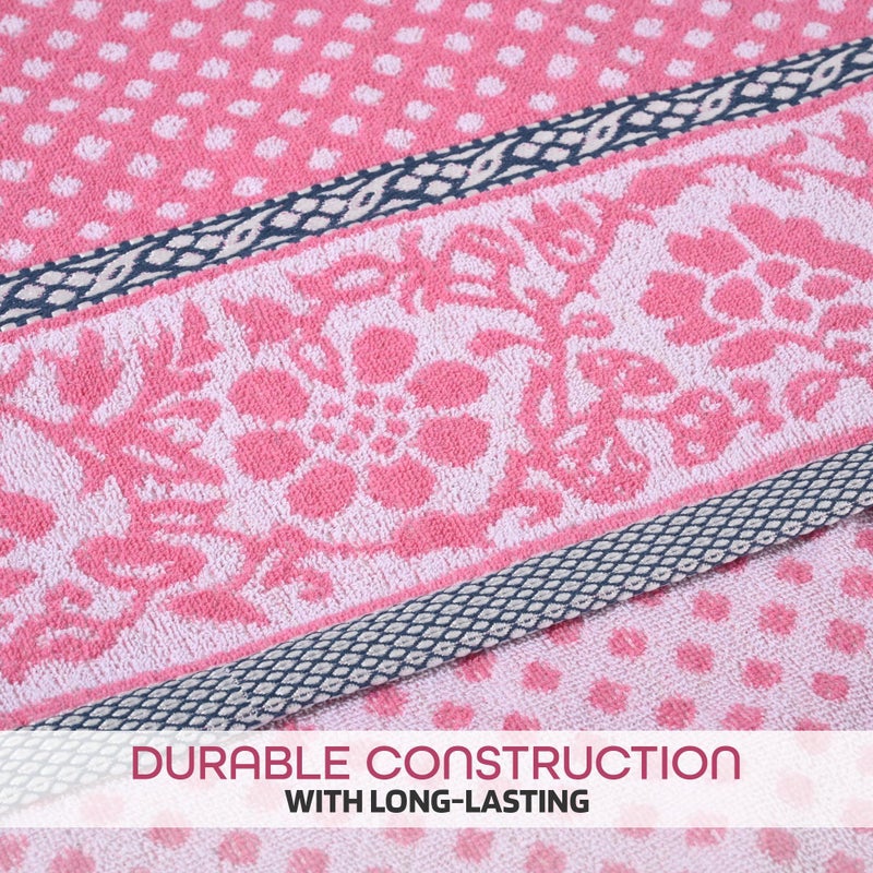 Kuber Industries Kuber Industries Set of 2 Bath Towel | Highly Absorbent Unisex Bath Towel | 144 GSM Cotton Bathroom Towel | Towel for Bath-Gym-Travel | Dot Print | 30x60 Inch | Sky Blue & Pink  - Image 5