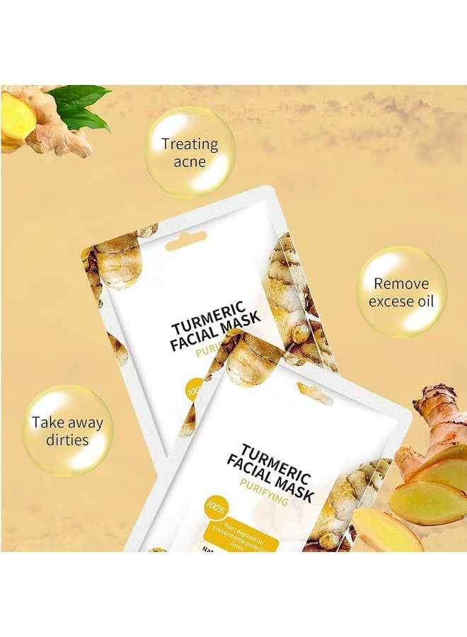 YAFUSIPE Sheet Masks Turmeric Face Sheet Mask For Acne, Anti Acne Face Sheets Mask, Face Mask Skin Care, Hydrating Face Masks Skincare, Facial Mask Sheet Facial Masks For Breakouts Pimple Oil Control 10 Sheets - Image 2