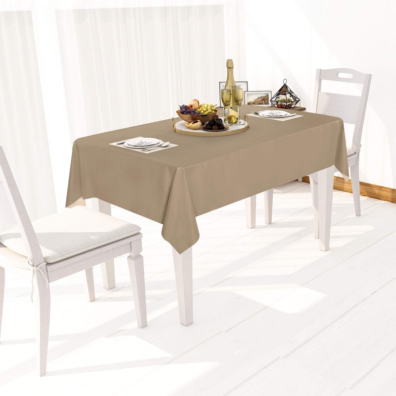 Sancua 100% Waterproof Rectangle Pvc Tablecloth - 52 X 70 Inch - Oil Proof Spill Proof Vinyl Table Cloth  Wipe Clean Table Cover For Dining Table  Buffet Parties And Camping  Khaki - Image 3