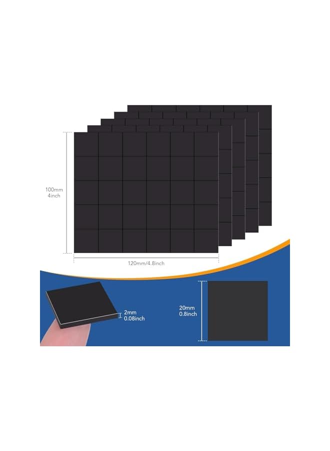 PROMASS promass 110Pcs Adhesive Magnetic Squares, Flexible Sticky Magnetic Tape, Magnet on One Side Self Adhesive on The Other Side for Fridge Organization, Art Project, Classroom (Each 20x20x2mm)  - Image 2