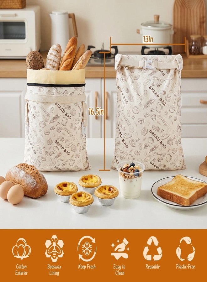 Lemoobolsa 2-Pack Reusable Beeswax Bread Bags for Sourdough & HomemadeBread, 16.5 x 13 inch bread bags for Food Storage - Image 2