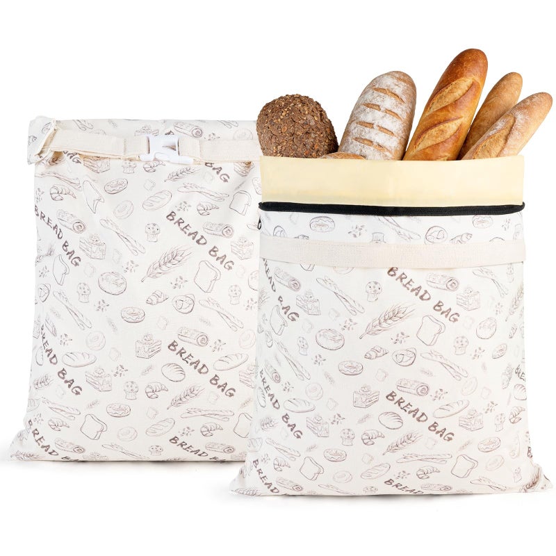 Lemoobolsa 2-Pack Reusable Beeswax Bread Bags for Sourdough & HomemadeBread, 16.5 x 13 inch bread bags for Food Storage - Image 1