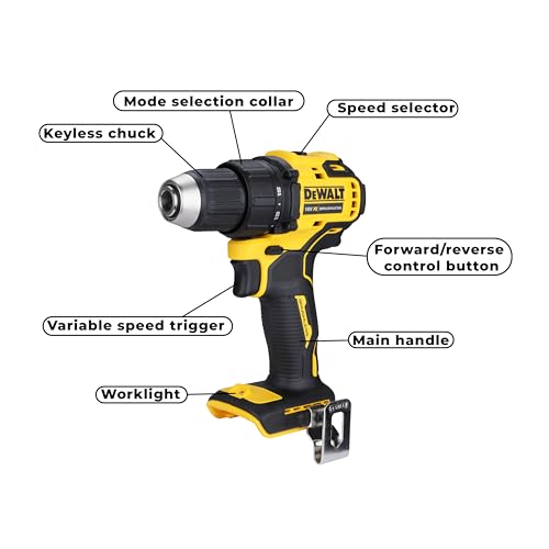 DEWALT آلة حفر ديوالت DCD708N-XJ القابلة للعكس مع محرك بدون فرش - 18 فولت ليثيوم أيون سلسلة مدمجة بدون سلك 1/2"/13 مم، ضمان لمدة سنتين (أداة عارية) - Image 3