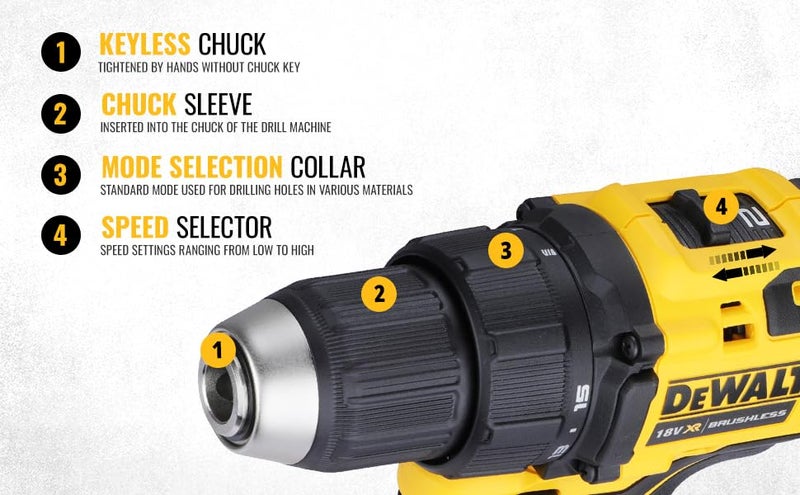 DEWALT آلة حفر ديوالت DCD708N-XJ القابلة للعكس مع محرك بدون فرش - 18 فولت ليثيوم أيون سلسلة مدمجة بدون سلك 1/2"/13 مم، ضمان لمدة سنتين (أداة عارية) - Image 4