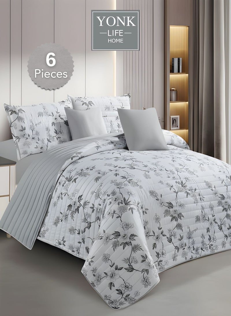 يونك مفرش مزدوج من مايكروفايبر، يناسب سرير بحجم 200 سم × 200 سم، 6 قطع ، قابل للاستخدام من الوجهين - Image 1