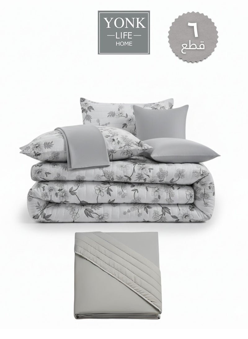 يونك مفرش مزدوج من مايكروفايبر، يناسب سرير بحجم 200 سم × 200 سم، 6 قطع ، قابل للاستخدام من الوجهين - Image 4