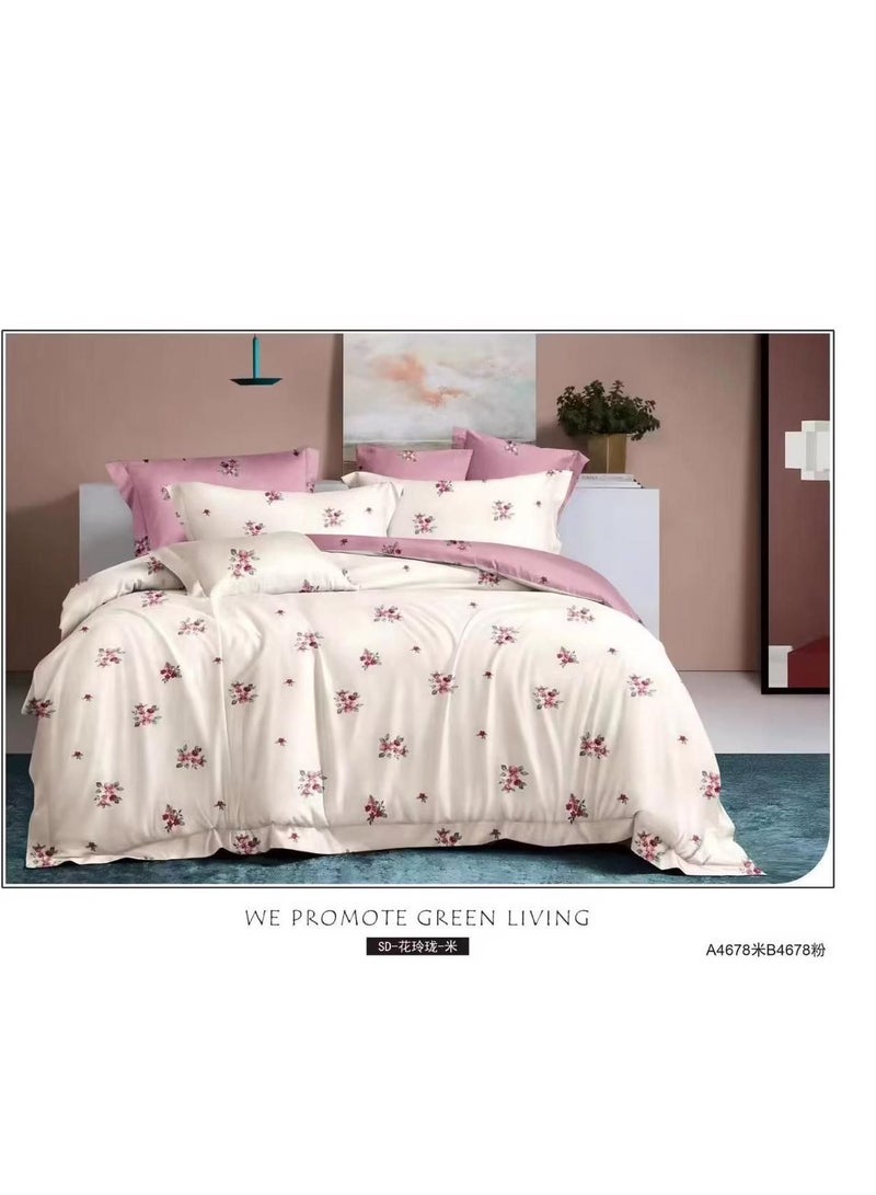 Single Size Duvet Cover Sets classic Pattern Bedding cover Set (1 Duvet Cover 160 * 210 CM +Fitted bed sheet 120x200 * 30CM +2 Pillowcases) pink