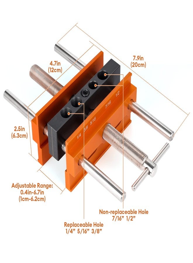 SLIIMU Self Centering Dowel Jig Kit for Max 6.8'' Thick Timber, Inch Woodworking Center Doweling Drill Guide Jig for Straight Hole, Portable Drill Block for Wood Dowel Hole with 6 Drill Sleeve - Image 3