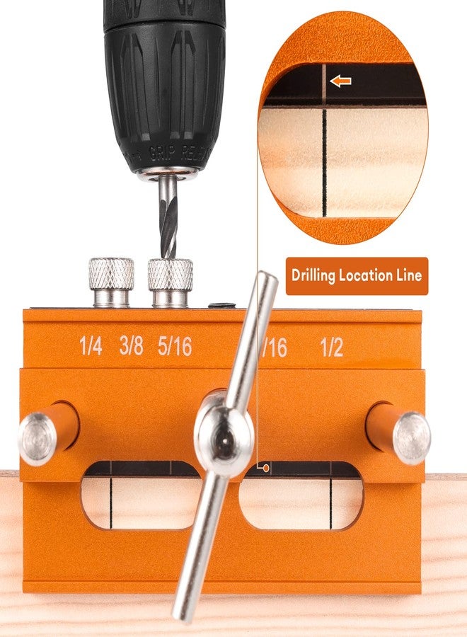 SLIIMU Self Centering Dowel Jig Kit for Max 6.8'' Thick Timber, Inch Woodworking Center Doweling Drill Guide Jig for Straight Hole, Portable Drill Block for Wood Dowel Hole with 6 Drill Sleeve - Image 5