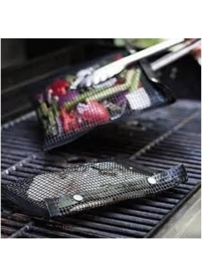 SHOWAY Set of 2 BBQ Mesh Grill Bags Barbecue Bag 40 * 27cm Reusable Grilling Pouches for Charcoal, Gas, Electric Grills for All Event - Image 1