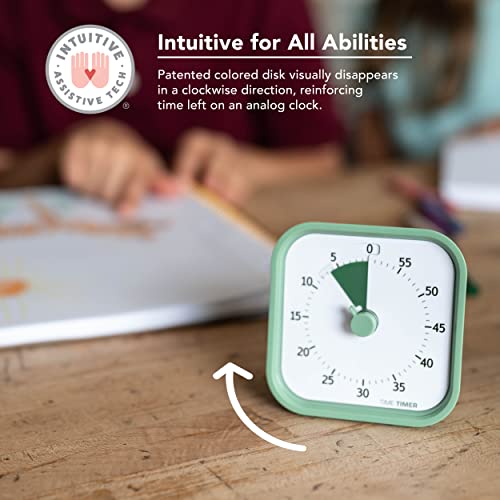 TIME TIMER Home MOD - 60 Minute Kids Visual Timer Home Edition - for Homeschool Supplies Study Tool, Timer for Kids Desk, Office Desk and Meetings with Silent Operation (Fern Green) - Image 4
